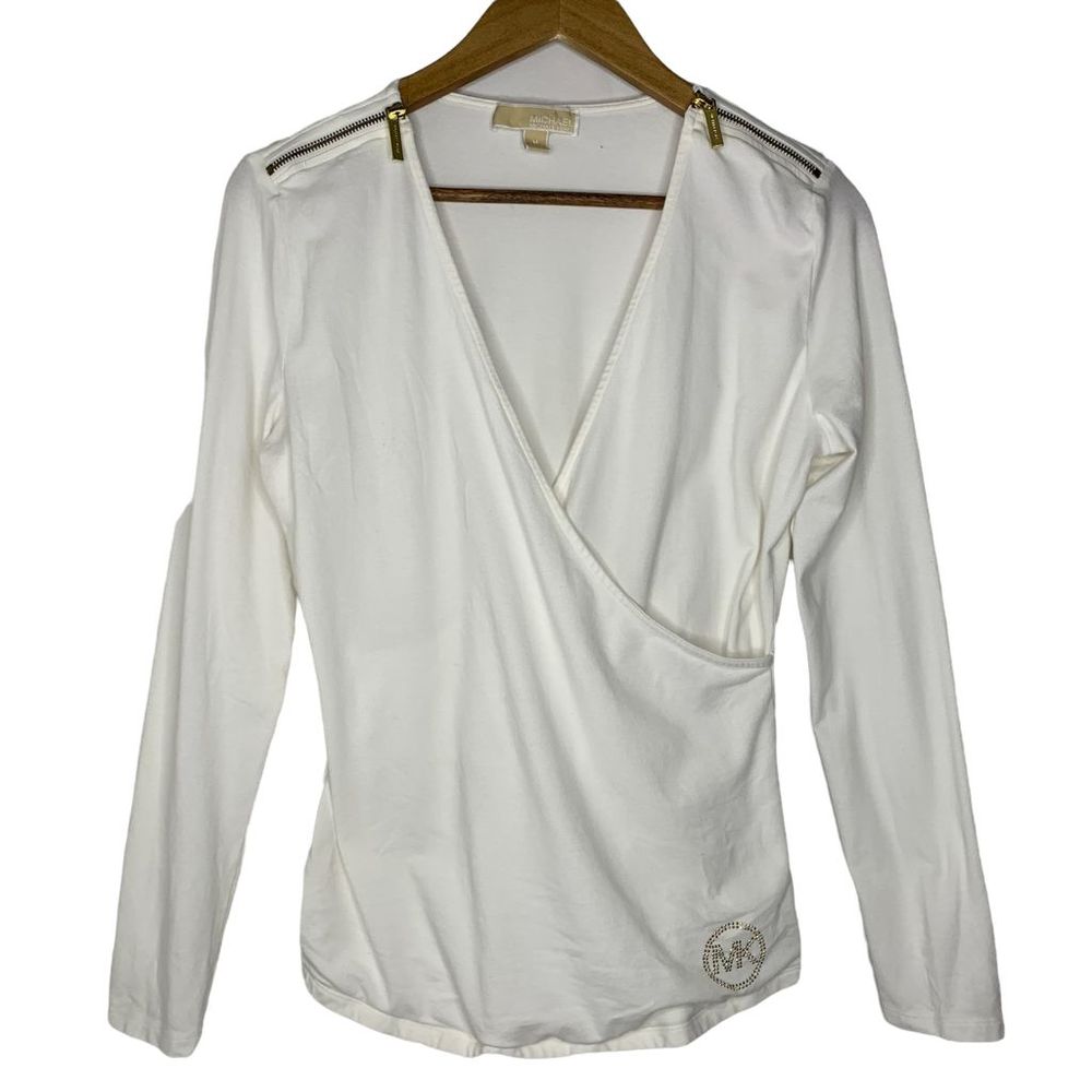 Michael Kors Women’s Medium White Long Sleeve Top Blouse